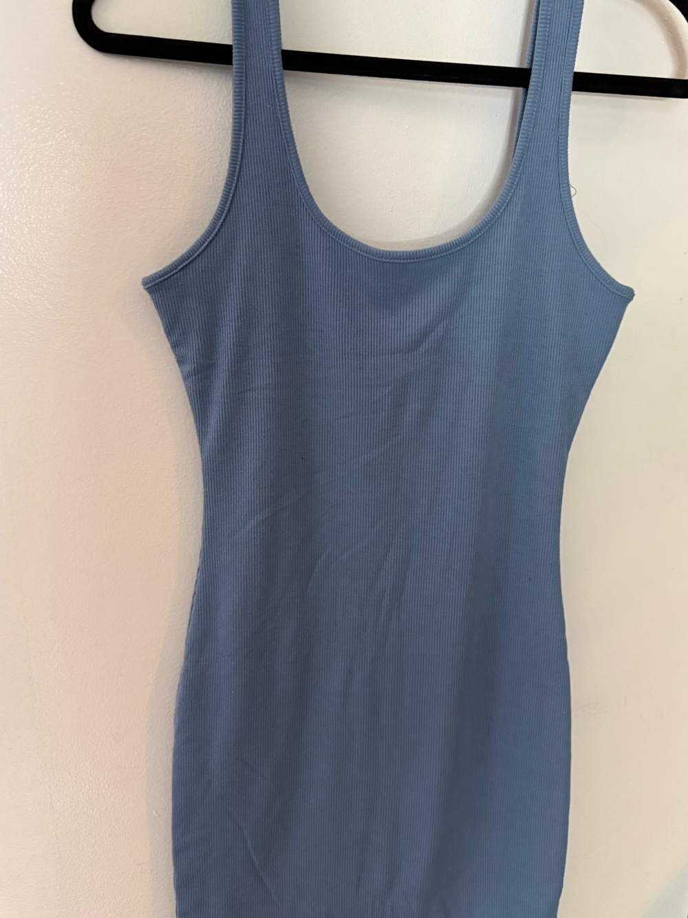 Love Tree Dusty Blue Ribbed Bodycon Mini Dress Size Large